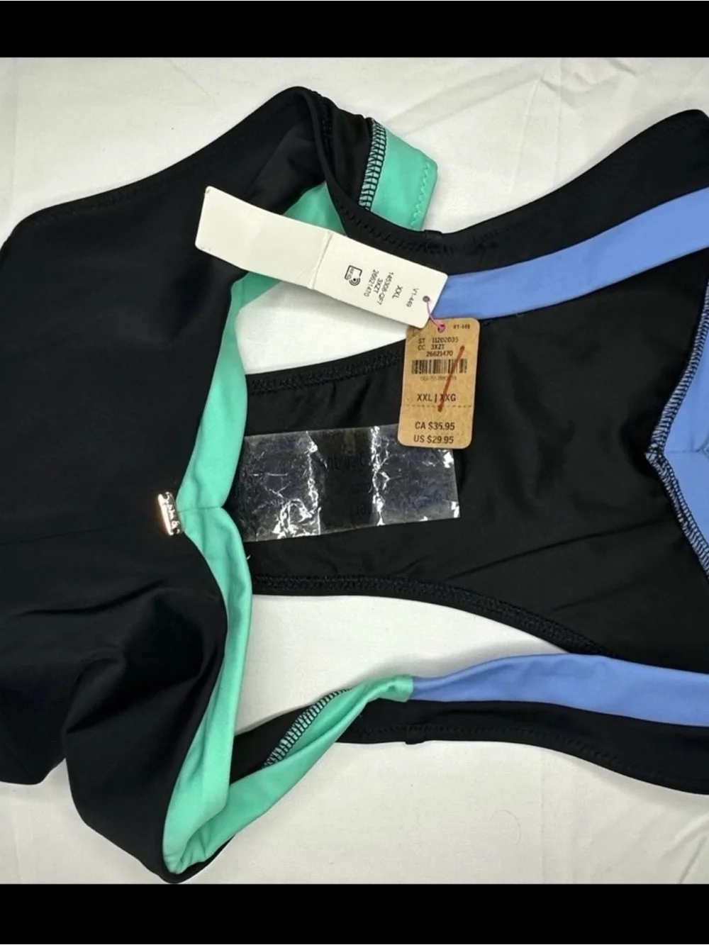 Pink by Victoria's Secret Black Bikini Bottom with Blue and Mint Trim